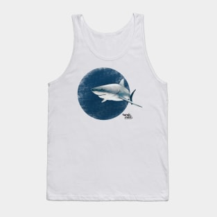 Scuba diving with white shark in deep blue Tank Top